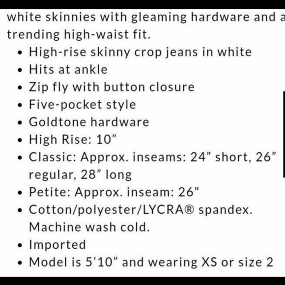 WHBM “The Skinny Crop” Stretch Jeans | Sz 2L - Picture 5 of 6